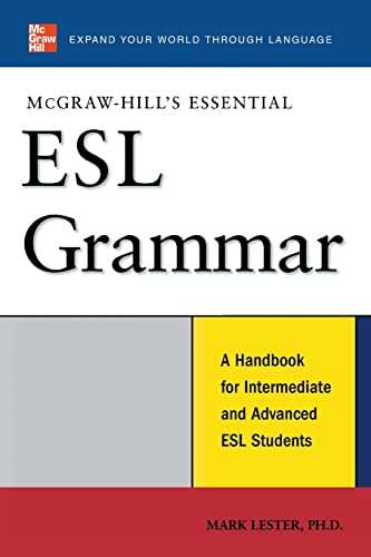 Stock image for McGraw-Hill's Essential ESL Grammar : A Hnadbook for Intermediate and Advanced ESL Students for sale by Better World Books