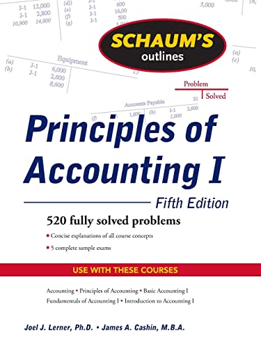 Beispielbild fr Schaum's Outline of Principles of Accounting I, Fifth Edition zum Verkauf von Better World Books