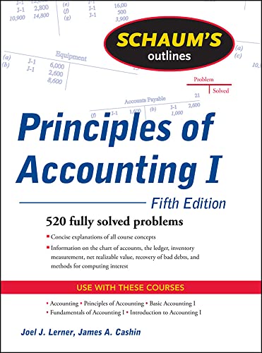 Stock image for Schaum's Outline of Principles of Accounting I, Fifth Edition for sale by SecondSale