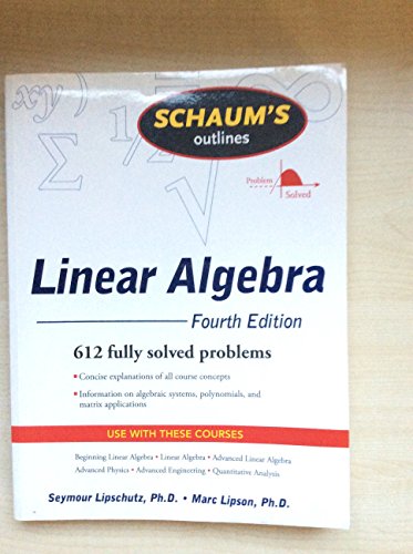 Stock image for Schaum's Outline of Linear Algebra, 5th Edition : 612 Solved Problems + 25 Videos for sale by Better World Books