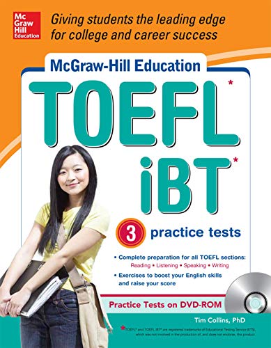 Stock image for McGraw-Hill Education TOEFL IBT with 3 Practice Tests and DVD-ROM for sale by Better World Books