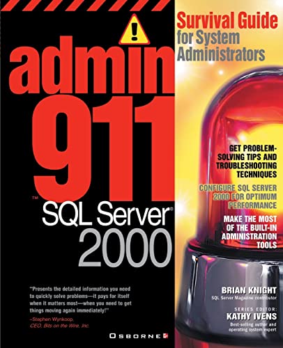 Beispielbild fr Admin911 : SQL Server 2000 zum Verkauf von Better World Books