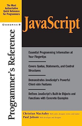 JavaScript Programmer's Reference (9780072192964) by MacAuley, Christian; Jobson, Paul