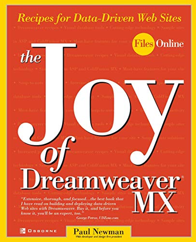 9780072224641: Joy of Dreamweaver MX: Recipes for Data-Driven Web Sites (Files Online)
