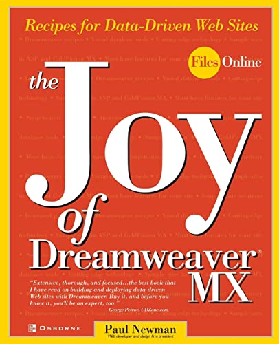 Stock image for The Joy of Dreamweaver MX: Recipes for Data-Driven Web Sites for sale by HPB-Red