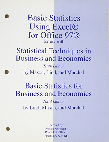 9780072288575: Basic Statistics Using Excel for Office 97 for Use with Statistical Techniques in Business and Economics, 10th Edition: Basic Statistics for Business and Economics, 2nd Edition
