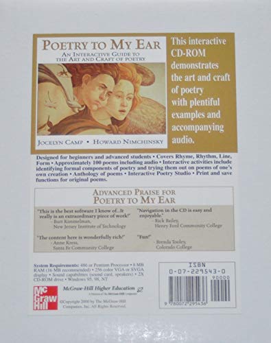 Poetry to My Ear: CD-ROM and User's Guide (9780072295436) by Camp, Jocelyn; Nimchinsky, Howard