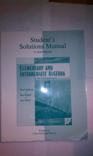 Stock image for Student's Solutions Manual for use with Elementary and Intermediate Algebra: A Unified Approach for sale by BookHolders