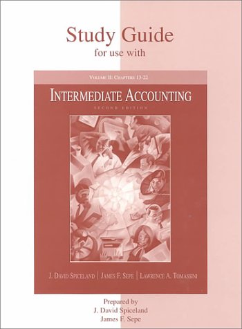 Beispielbild fr Study Guide for use with Intermediate Accounting, volume two, 2nd zum Verkauf von a2zbooks