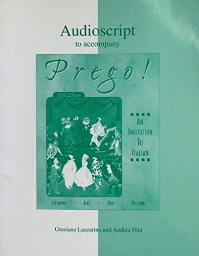Beispielbild fr Audioscript To Accompany "Prego! An Invitation to Italian" zum Verkauf von HPB-Red
