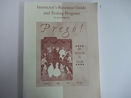 Imagen de archivo de Instructor's Resource Guide and Testing Program to accompany Prego! An Invitation to Italian, Fifth Edition. a la venta por Dream Books Co.