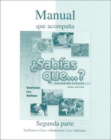 Stock image for Workbook/Lab Manual (Vol. 2) to Accompany Sabias Que.? for sale by ThriftBooks-Atlanta