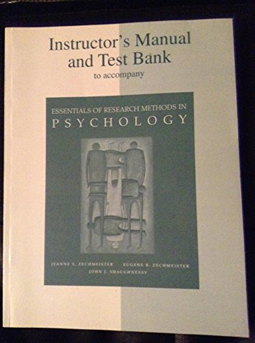 9780072388169: Instructor's Manual/Test Bank for Essentials of Research Methods in Psychology