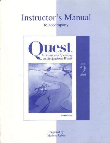 Stock image for Quest: Listening and Speaking in the Academic World, Book 2 (Instructor's Manual) for sale by ABOXABOOKS