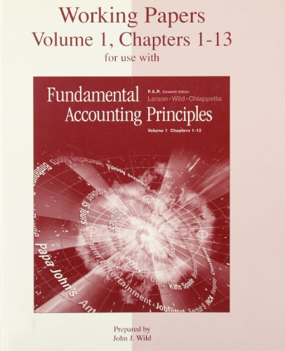 Imagen de archivo de Working Papers, Volume 1, Chapters 1-13 for Use with Fundamental Accounting Principles a la venta por ThriftBooks-Atlanta