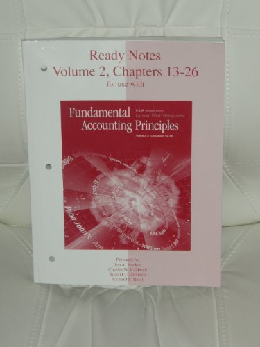 Stock image for Ready Notes, Volume 2, Chapters 13-26 for use with Fundamental Accounting Principles for sale by HPB-Red
