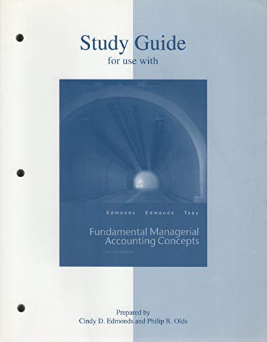 Imagen de archivo de Study Guide for use with Fundamental Managerial Accounting Concepts a la venta por Irish Booksellers