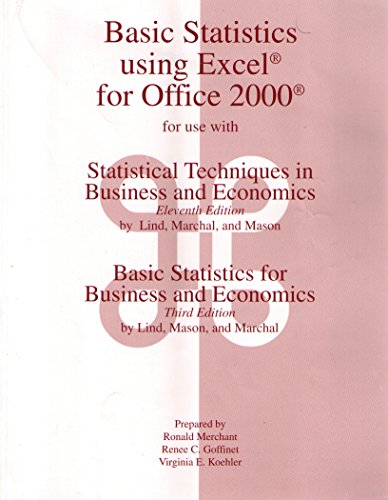 Imagen de archivo de Basic Statistics Using Excel for Office 2000 a la venta por Better World Books