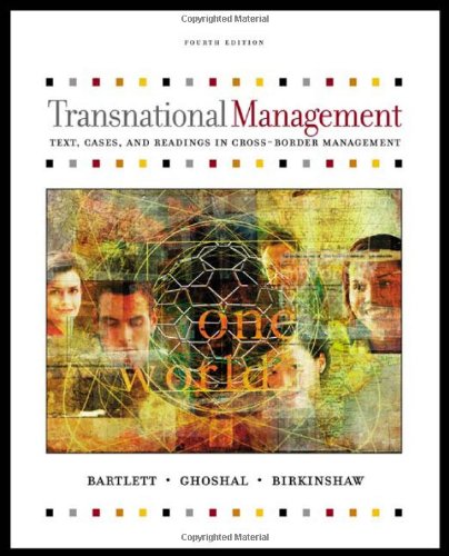 Beispielbild fr Transnational Management: Text and Cases zum Verkauf von Wonder Book