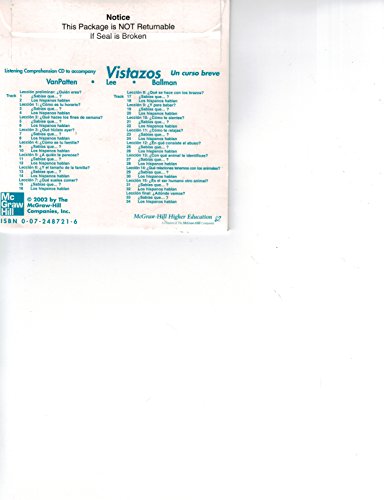 Listening Comprehension CD to accompany Vistazos (9780072487213) by VANPATTEN