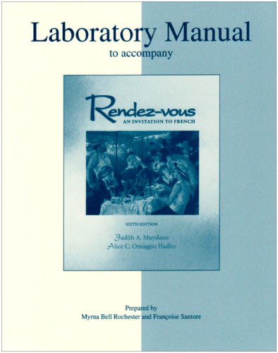 Imagen de archivo de Laboratory Manual to accompany Rendez-vous: An Invitation to French a la venta por HPB-Red