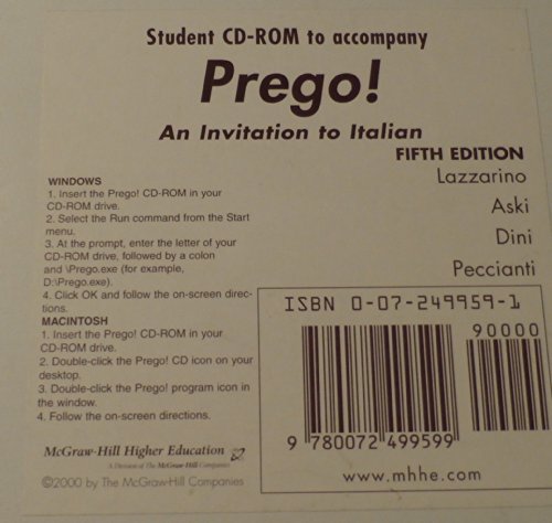 Student CD-ROM to Accompany Prego! an Invitation to Italian (9780072499599) by Lazzarino-Aski