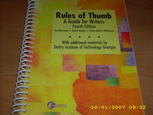 Rules of Thumb A Guide for Writers (9780072512151) by Jay Silverman