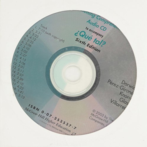 Imagen de archivo de Listening Comprehension Audio CD component to accompany ¿Que tal? An Introductory Course a la venta por HPB-Red