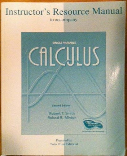 Beispielbild fr Instructor's Resource Manual (Single Variable Calculus) zum Verkauf von Allied Book Company Inc.