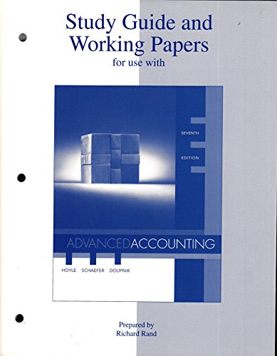 Stock image for Study Guide & Working Papers for use with Advanced Accounting for sale by HPB-Red