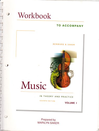 Stock image for Workbook to Accompany Music in Theory and Practice, Vol. 1 (Book & CD-ROM) for sale by HPB-Red