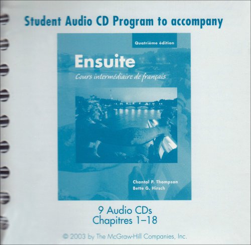 Imagen de archivo de Student Audio CD Program to accompany Ensuite: Cours intermediaire de francais a la venta por Iridium_Books