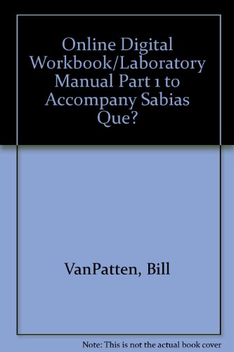 Imagen de archivo de Online Digital Workbook/Laboratory Manual Part 1 to accompany ¿Sabias que? a la venta por BookHolders