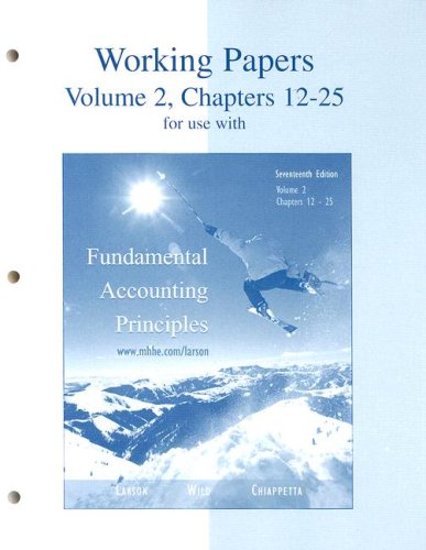 Beispielbild fr Working Papers for use with Fundamental Accounting Principles Vol. 2, Chapters 12-25 zum Verkauf von HPB-Red