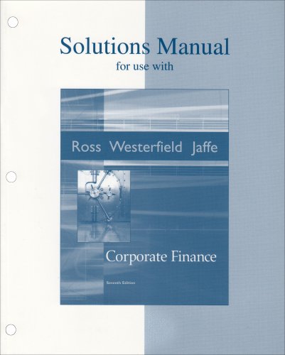 9780072871920: Solutions Manual to accompany Corporate Finance