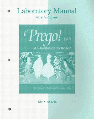 Stock image for Laboratory Manual to accompany Prego! An Invitation to Italian for sale by Hawking Books