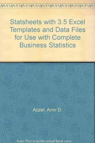 9780072897418: Statsheets with 3.5 Excel Templates and Data Files for Use with Complete Business Statistics