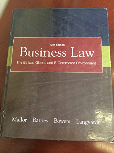 Imagen de archivo de Business Law The Ethical, Global and E-Commerce Envirement (McGraw - Hill International Edition) a la venta por HPB-Red