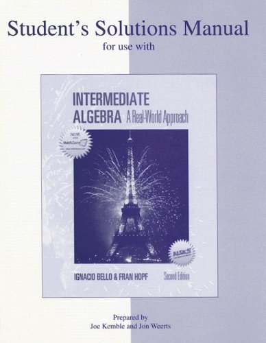 9780072945584: Intermediate Algebra: Solution Manual