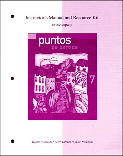Beispielbild fr McGraw-Hill Higher Education: Puntos De Partida, An Invitation To Spanish, Seventh Edition: Instructor's Manual And Resource Kit (2005 Copyright) zum Verkauf von ~Bookworksonline~