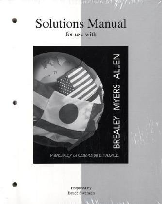 Beispielbild fr Solutions Manual to Accompany Principles of Corporate Finance (McGraw-Hill Series in Finance) zum Verkauf von HPB-Red