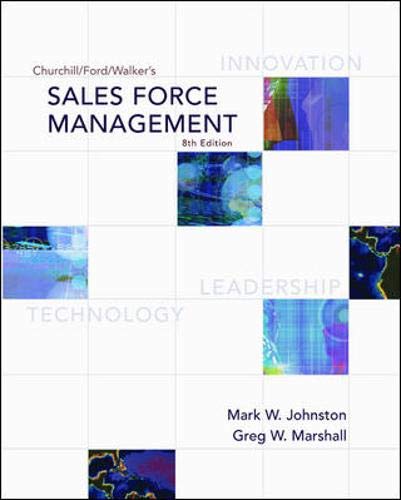 Beispielbild fr Sales Force Management zum Verkauf von Better World Books