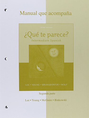Stock image for Workbook/Lab Manual Part B to accompany ¿Qu te parece? Intermediate Spanish for sale by HPB-Red
