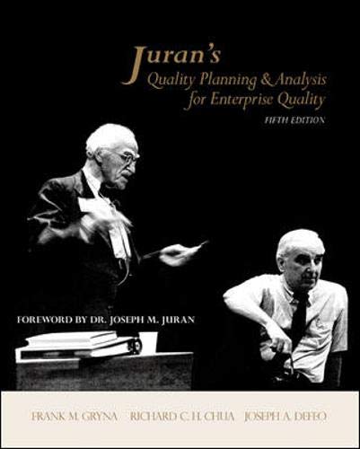 Imagen de archivo de Juran's Quality Planning and Analysis for Enterprise Quality (McGraw-Hill Series in Industrial Engineering and Management) a la venta por SecondSale