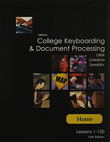 Imagen de archivo de Gregg College Keyboarding and Document Processing, Home Lessons 1-120 -Guide a la venta por BookHolders