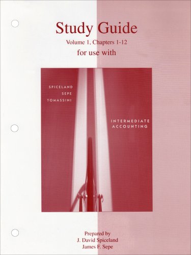 Beispielbild fr Study Guide Volume 1 to accompany Intermediate Accounting zum Verkauf von HPB-Red