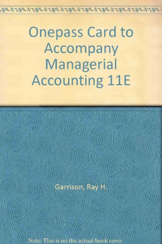 OnePass card to accompany Managerial Accounting 11e (9780073136653) by Garrison, Ray H; Noreen, Eric; Brewer, Peter C.