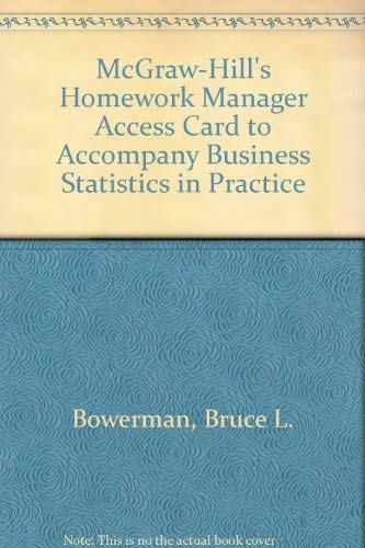 Imagen de archivo de Homework Manager Card to accompany Business Statistics in Practice 4e a la venta por HPB-Red