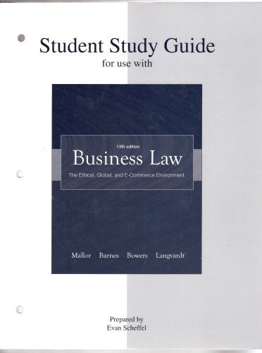 Stock image for Student Study Guide t/a Business Law: The Ethical, Global, and E-Commerce Environment for sale by ZBK Books