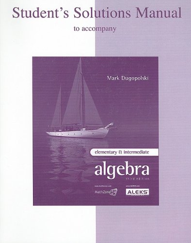 Stock image for Elementary and Intermediate Algebra Student's Solutions Manual for sale by ThriftBooks-Atlanta